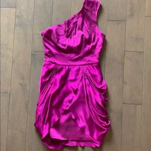 Bebe One Shoulder Fuchsia Cocktail Dress Size XS